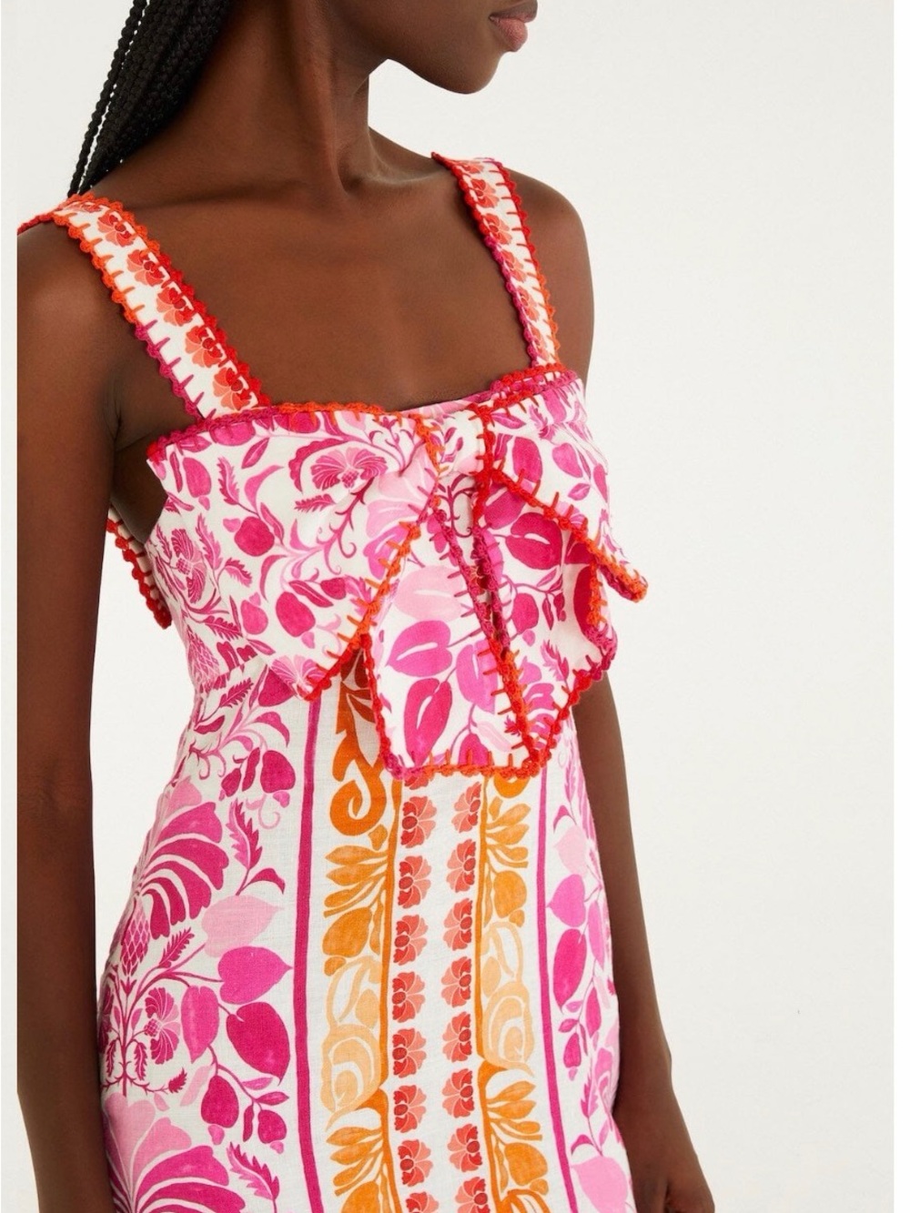 FARM RIO Santorini Off White, Pink & Orange Floral Mini Dress - Picture 2 of 6